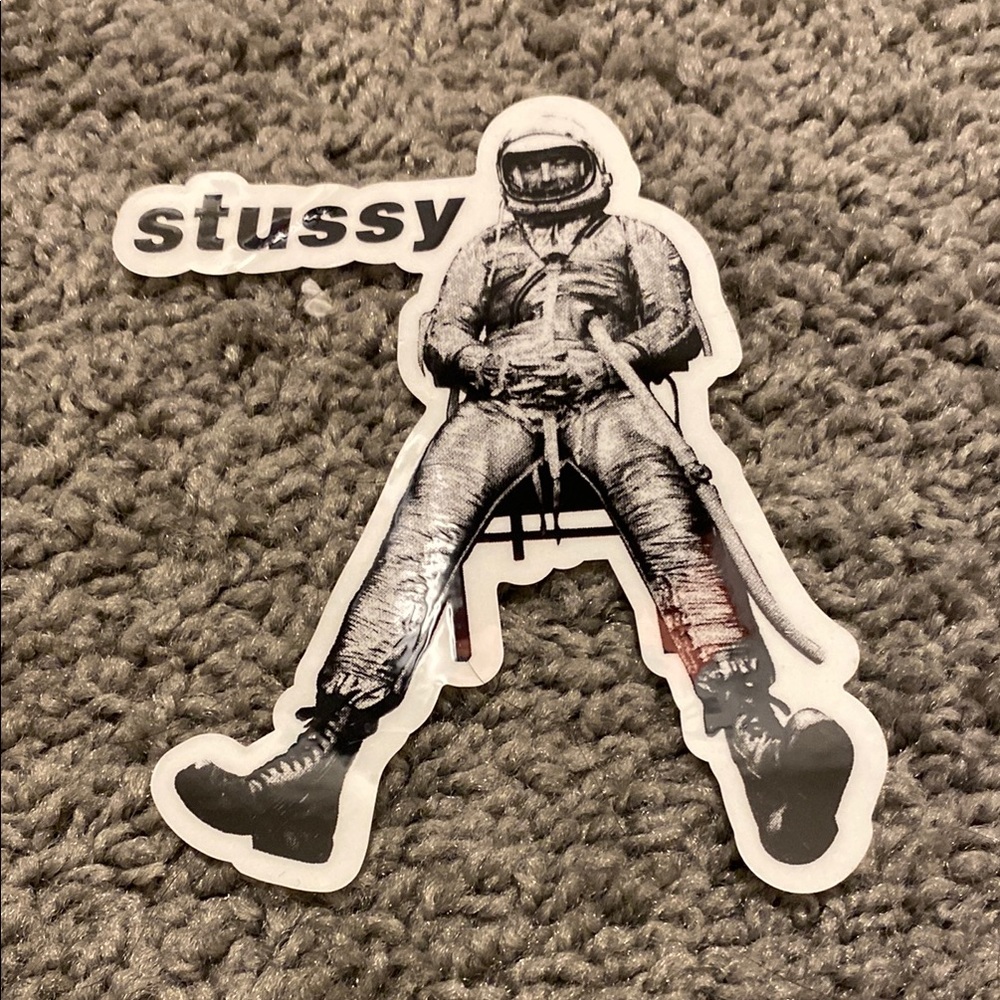 Stussy Black and White Astronaut Sticker